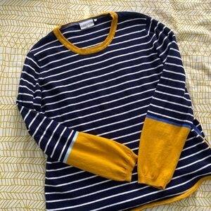 Foil Navy, White, Yellow, Striped, Cashmere Blend Sweater
